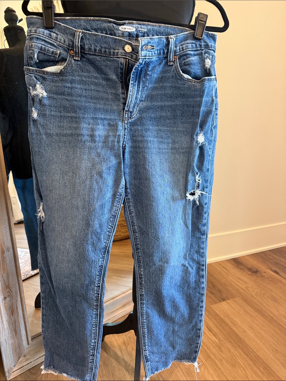 Old Navy Blue Distressed Straight-Leg Jeans